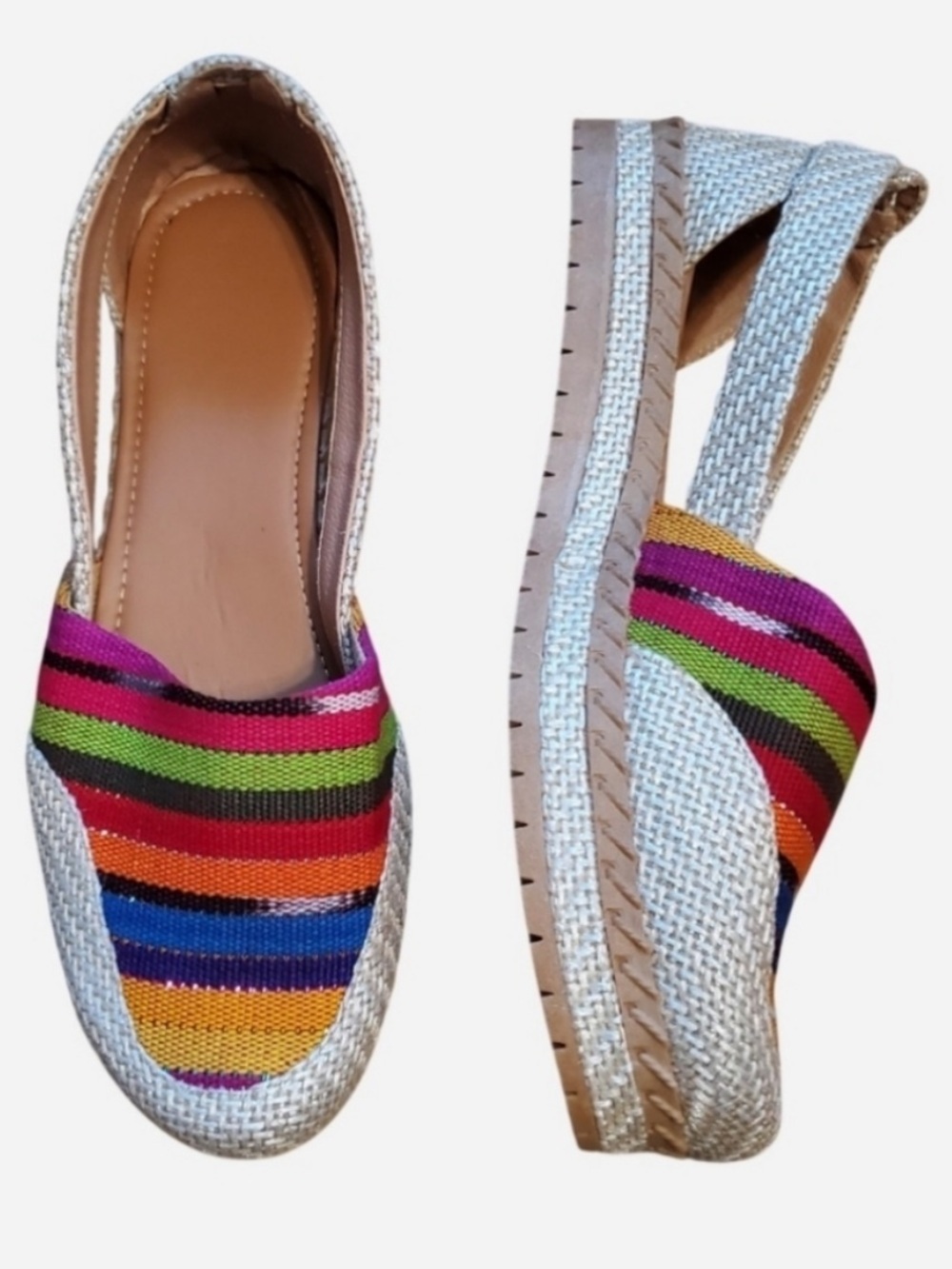 Artisan Rainbow Espadrille Wedges - Picture 1 of 8